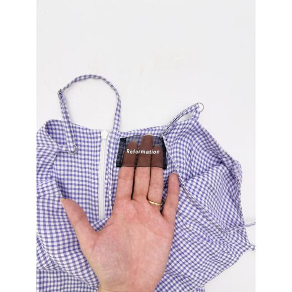 Reformation purple gingham ruffle maxi dress - size 2 - Picture 4 of 7